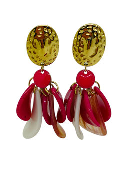 Clous d'oreilles ovale martelé doré