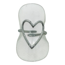 Bague coeur argenté en acier inoxydable