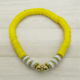 Bracelet Heishi jaune/blanc/doré