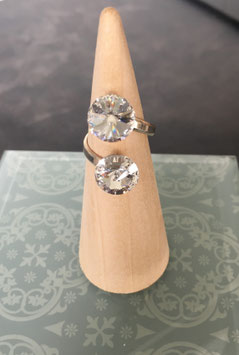 Bague double cabochon Swarovski  10 mm en Argent 925