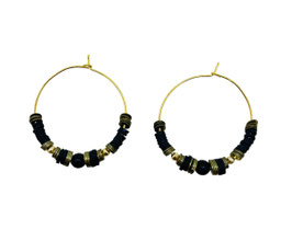 Créoles rondelles HEISHI noir et bronze