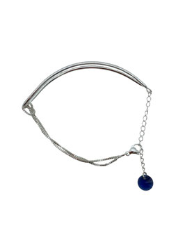 Bracelet demi jonc Argent 925ème et maille bleu