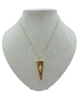 Collier maille Chanel et pointe Rose/Doré