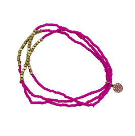 Bracelet rocailles rose pendentif strass rose clair