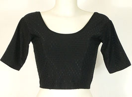 Choli Noir brillant col normal