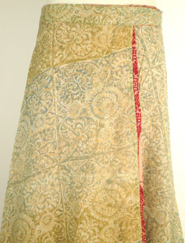 Jupe longue pure soie Pastel grisé verso beige et bordeaux "Soldée"