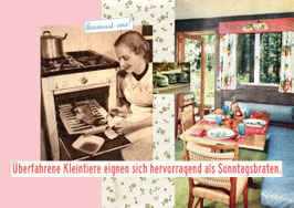 Kluge Postkarte für leere Haushaltskassen. Die Grußkarte für Frauen, die aus allem etwas zaubern können.