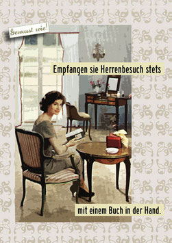 Herrenbesuch - weise Postkarte für die souveräne, intellektuelle, unabhängige Frau