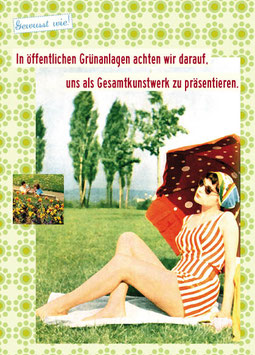 Anspruchsvolle Postkarte für die gelungene Selbstdarstellung in Parks und Grünflächen