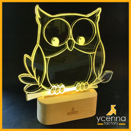 HIBOU LAMPE D'AMBIANCE BASE BOIS HELIOS LED