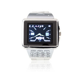 Watch Phone Dual SIM Card WiFi Java Bluetooth 1.5 Inch Touch Screen Cell phone - Silver