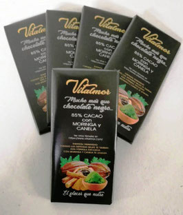 .    Chocolate Negro con moringa y canela (Pedido mínimo 4 tabletas)
