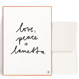 Karte - love, peace + lametta