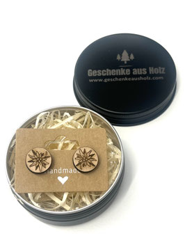 Ohrstecker "Edelweiss" | Holzschmuck | Ohrstecker | Holz | Edelweiss | Geschenk | Schmuck | Ohrring | Naturschmuck