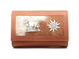 Serviceportemonnaie Klein mit Beschläge Braun - Fellmuster 1