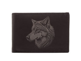 Mini Portemonnaie Nr.1034 mit Wolf Läsergravur