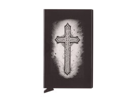 Safecard Kreditkartenbox - Schwarz mit Kreuz Gravur