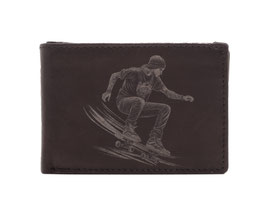 Mini Portemonnaie Nr.1034 mit Skateboarder Läsergravur