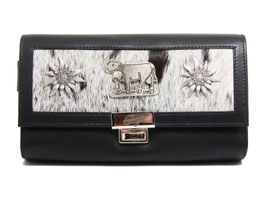 Serviceportemonnaie Strubeli mit Beschläge -Schwarz - Fellmuster 1