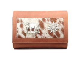 Serviceportemonnaie Klein mit Beschläge Braun - Fellmuster 2