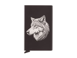 Safecard Kreditkartenbox - Schwarz mit Wolf Gravur
