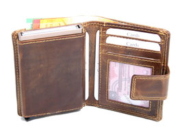 Cardprotector mit Rv-Münzfach und Aussenlasche Braun