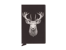 Safecard Kreditkartenbox - Schwarz mit Hirsch 2 Gravur
