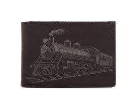 Mini Portemonnaie Nr.1034 mit Dampflokomotive Läsergravur
