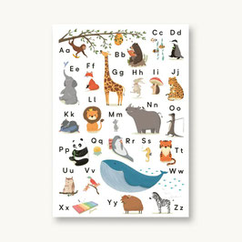 Postkarte ABC der Tiere