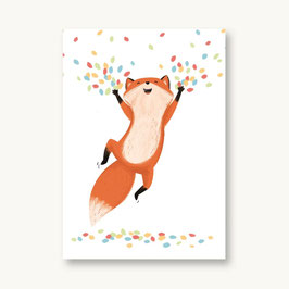Postkarte Konfetti Fuchs