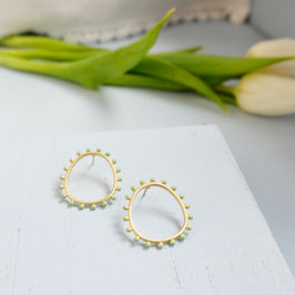 Ohrstecker mit grünem Punke-Oval