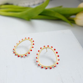 Ohrstecker mit rotem Punke-Oval