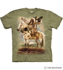 Indianer mit Adler u. Büffeln