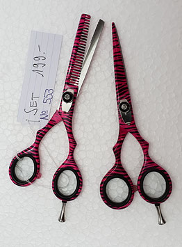 553 Haarscheren Set pink -schwarz , 5.5" + Effilier