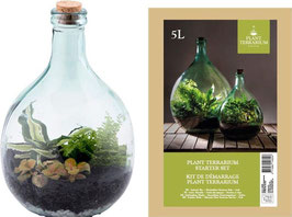 Terrarium fles 5 liter groen + gereedschap set +  kurk