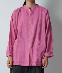 開襟シャツ長袖薄地　チェリー　S