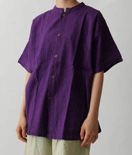 開襟シャツ　半袖　紫　S