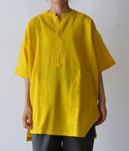 ヘンリーシャツ半袖　黄色　M