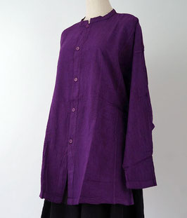 開襟シャツ長袖薄地　紫　Ｌ