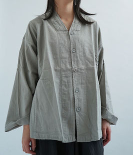 V襟シャツ薄地　灰　S