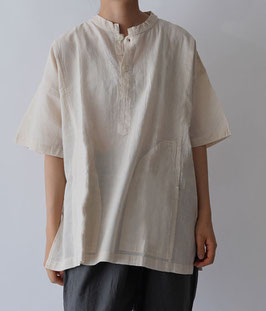 ヘンリーシャツ半袖　生成　S