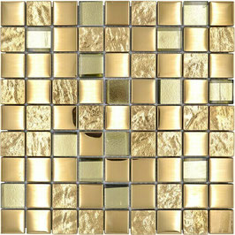 Mosaico 32mm in Metallo Acciaio Oro lucido