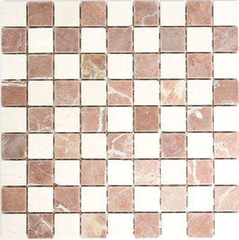 Mosaico Marmo 32mm Mix Botticino Rosso Verona anticato