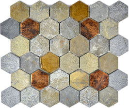Mosaico Hexagon marmo vetro Ruggine
