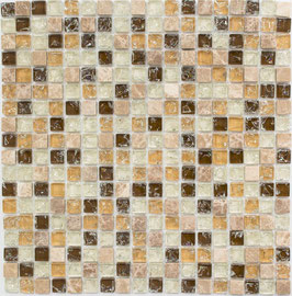 Mosaico Marmo Vetro 15mm Cub Mix Emperador Chiaro