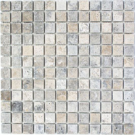 Mosaico Marmo 23mm Travertino Silver anticato