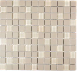 Mosaico 25mm Antiscivolo Ruvido BEIGE CERAMICA VETRO opaco