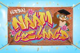 Geslaagd Graffiti Naam banner: 200 cm x 120 cm