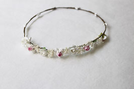 Couronne fleurs blanches et roses Gaëlle