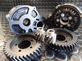 MBS - 8/40 GEAR DRIVE - HELICAL Gears - Support Bearing - Rear Truckextension , RAW or COLOURED